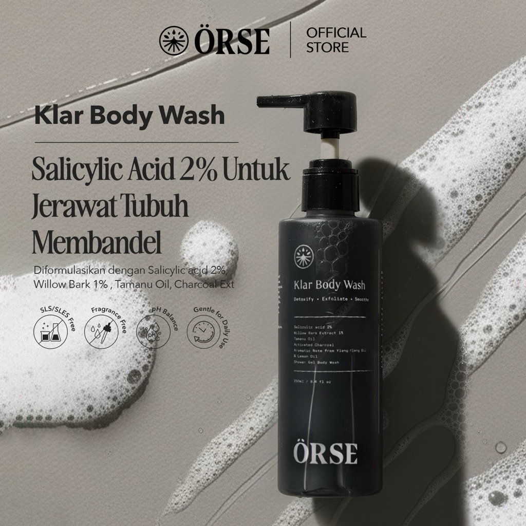 ORSE KLAR Body Wash Anti Jerawat | Salicylic Acid, Sabun Badan untuk Jerawat Punggung & Dada