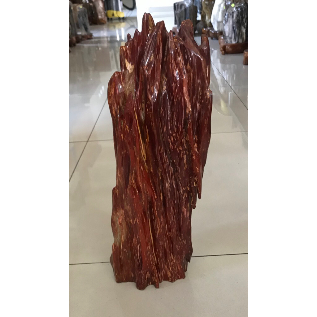 Batu fosil kayu akik merah pajangan