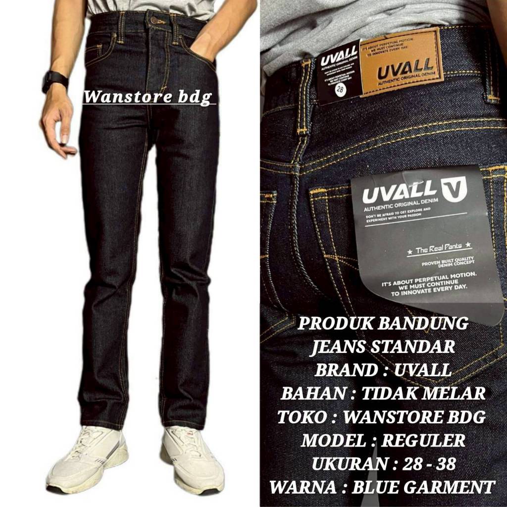 UVALL - Celana Jeans Panjang Pria Standar Reguler