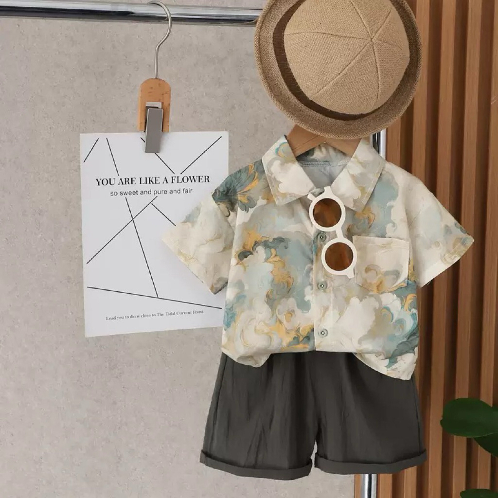 Setelan Kemeja Polo kaos Baju Anak Laki-Laki Premium Import