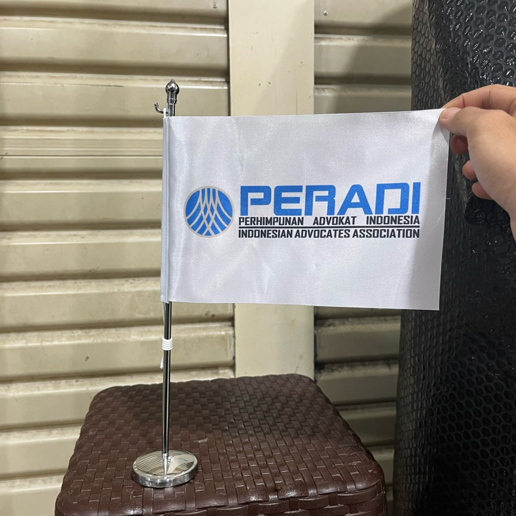 Lancar Jaya Advertising Ready Tiang Bendera Meja Stainles + Bendera PERADI | Tiang Bendera Meja | Ti