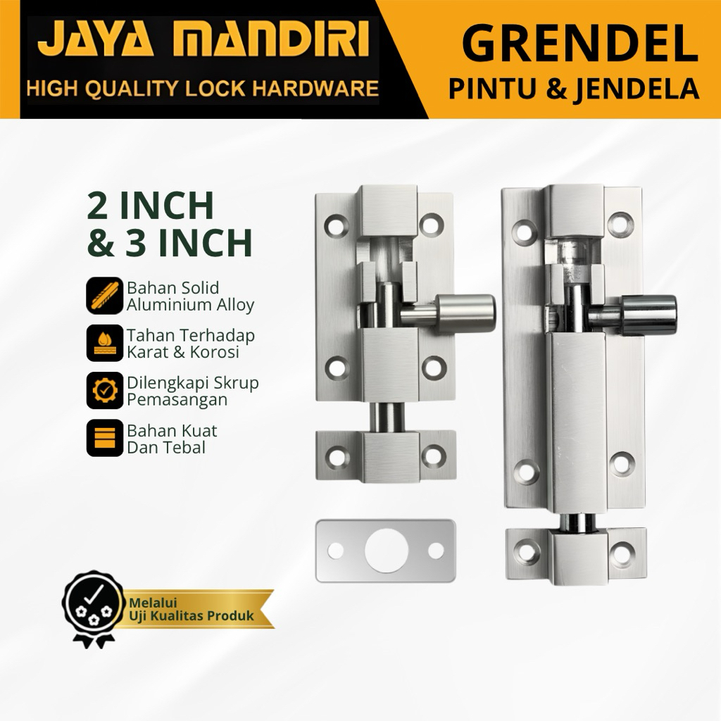 JAYA MADIRI Grendel Slot Jendela Dan Pintu SILVER / Slot Jendela 2 3 INCH