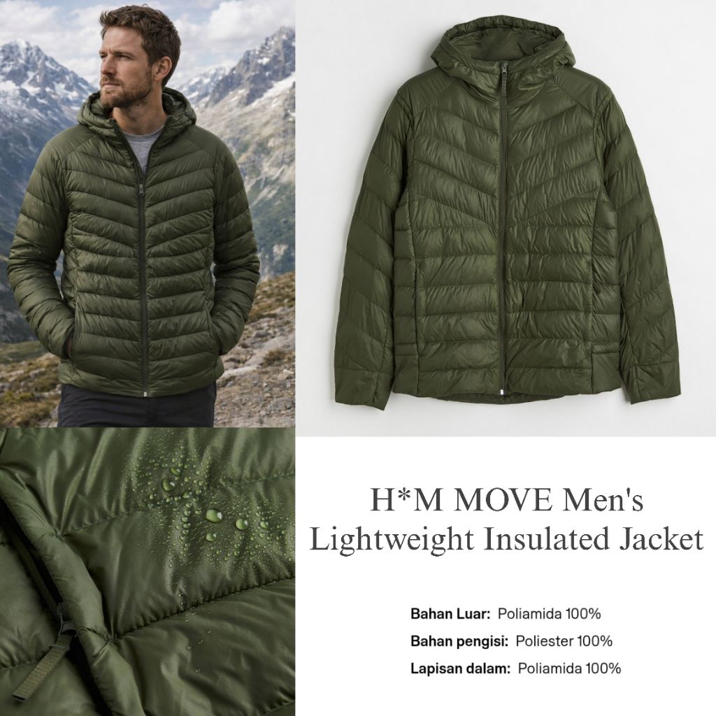 H*M M*VE Men's Lightweight Insulated Jacket /Jaket pria original branded / jaket unisex terbaru