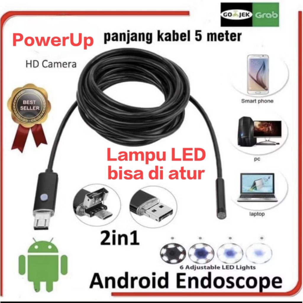 KAMERA MINI THT ENDOSCOPE KABEL Camera Android 2M-5M  LENS Pengintai Android