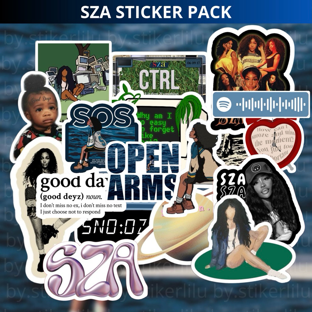 [18 Pcs] SZA Sticker Pack Murah Estetik | Sticker Artist Music Tahan Air Vinyl Ukuran A6 Estetik unt