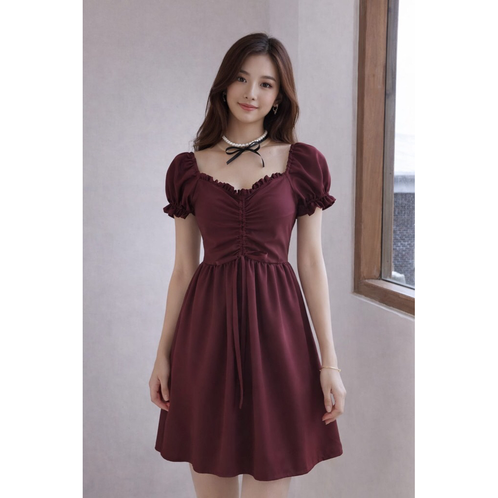 SABRINA DRESS | Dress Wanita Kekinian Korean Style | Dress Coquette | Dress Kondangan Simple Elegan 