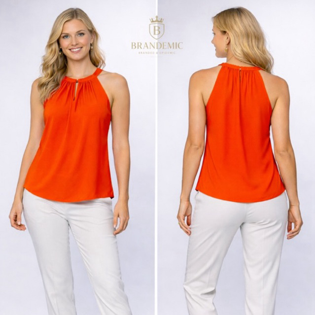 Violet + Claire Blouse Wanita Sleeveless Orange
