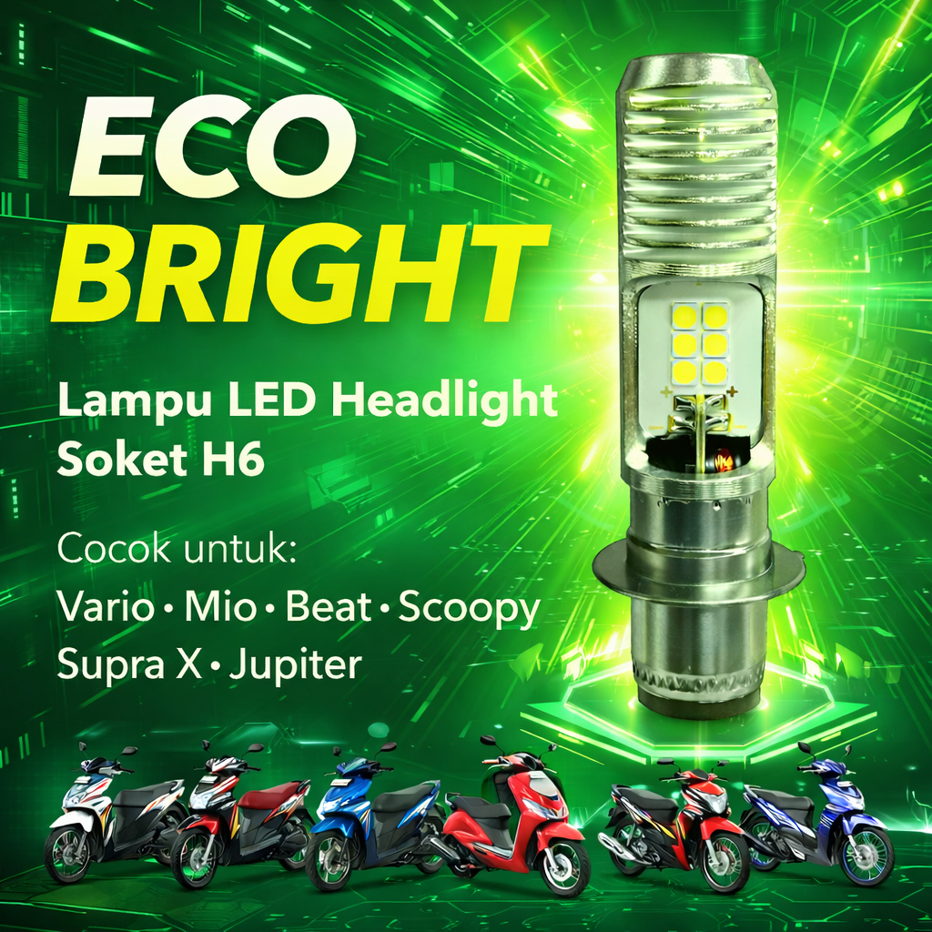 ECHO BRIGHT | Lampu LED Motor Super Terang H6 – Cahaya Fokus Malam Hari