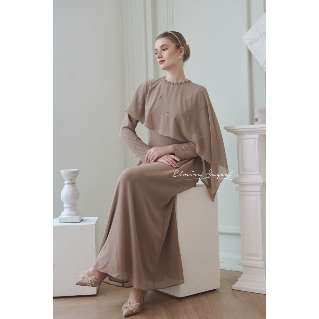 ZAHEERA DRESS IN BEIGE | ELMIRA SAGEEF