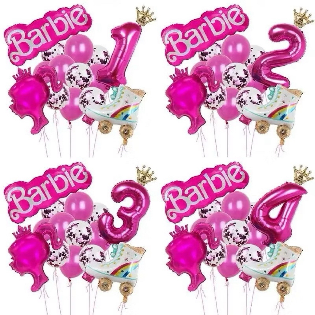 Paket Dekorasi Balon Foil Barbie Confetti Ulang Tahun