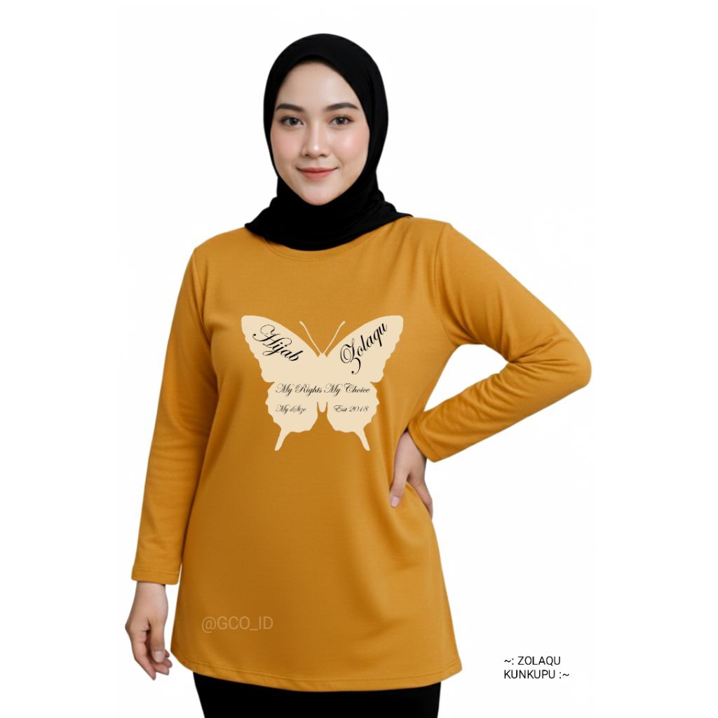 Kaos Harian Nyaman Zolaqu Original 2026 Daily Wear Zlq Kuning Aman Tebal Adem Lengan Panjang Katun 2