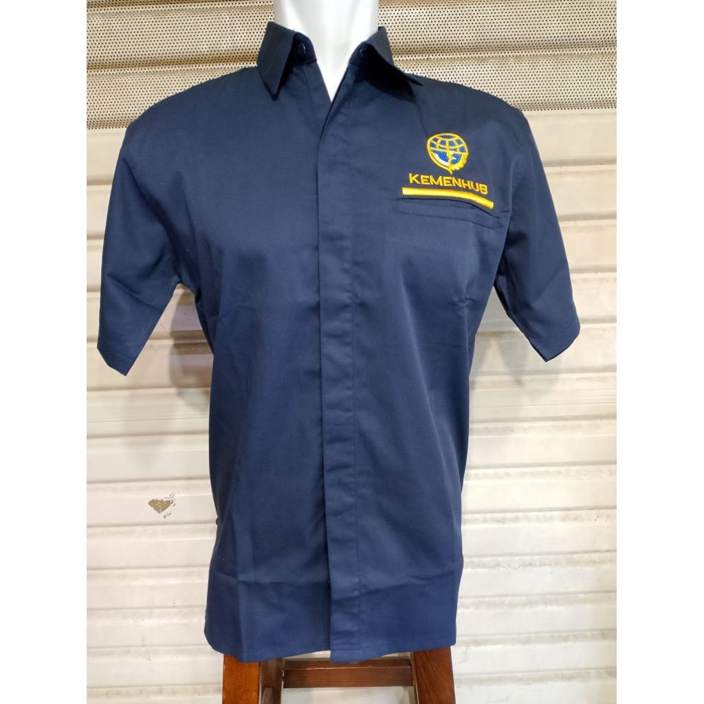 Kemeja Kemenhub Seragam Kemenhub Nevy Pendek