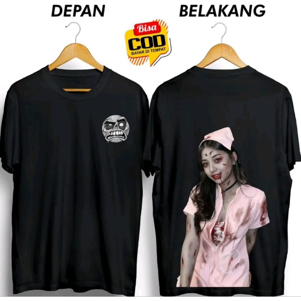 Kaos Distro HANTU HOT VIRAL SUSTER SEKSI Kaos Sablon Custom/Kaos T-shirt Pria Dan Wanita