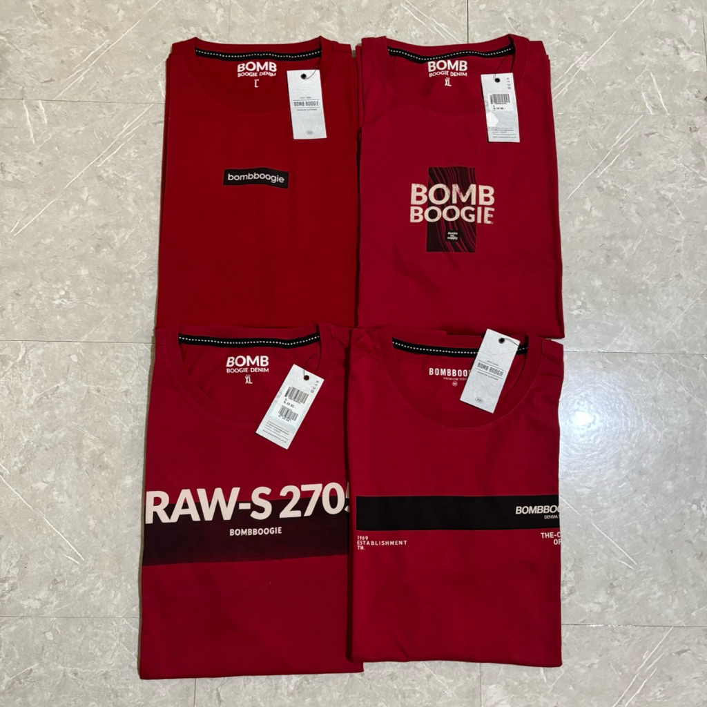 Kaos Bombboogie pria Original merah