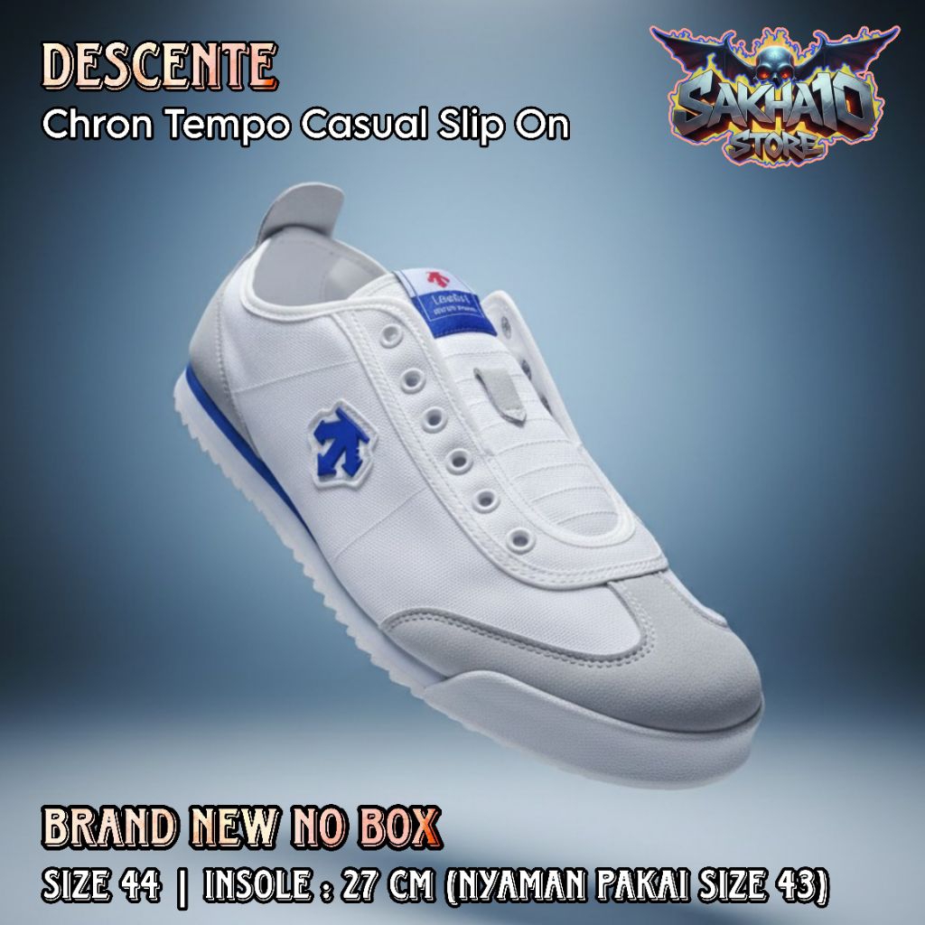 SEPATU SNEAKERS PRIA/WANITA CASUAL/SANTAI/KECE PUTIH DESCENTE SLIP ON