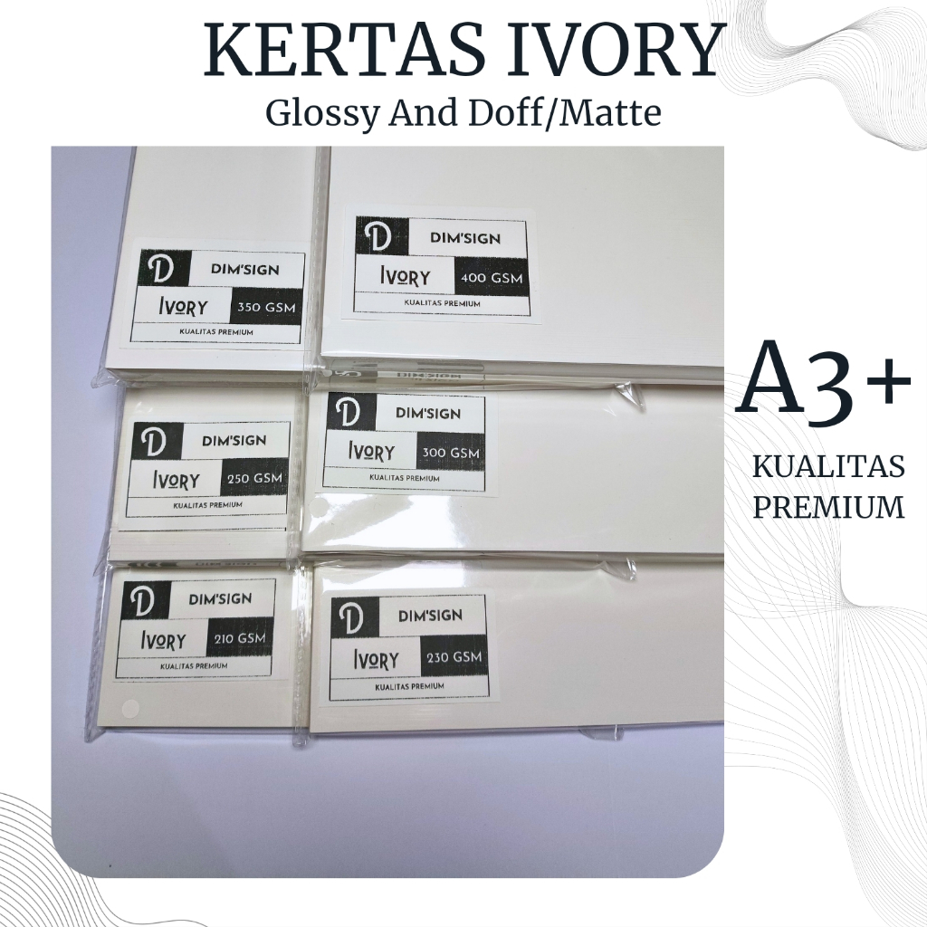 kertas ivory A3+ 210gsm, 230gsm, 250gsm, 300gsm, 350gsm,400gsm