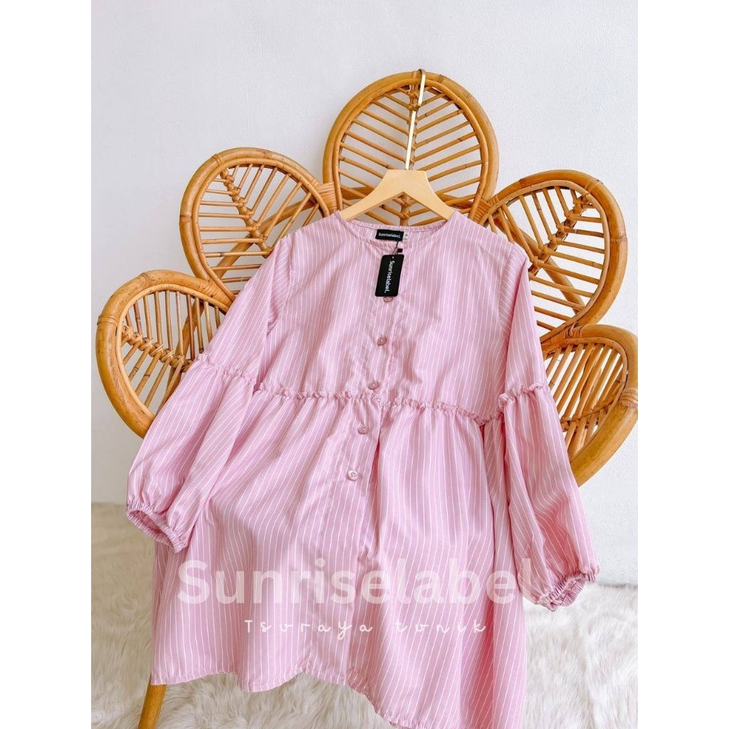 Tsuraya Tunik Salur Bahan Katun Cutting Babydoll by Sunriselabel