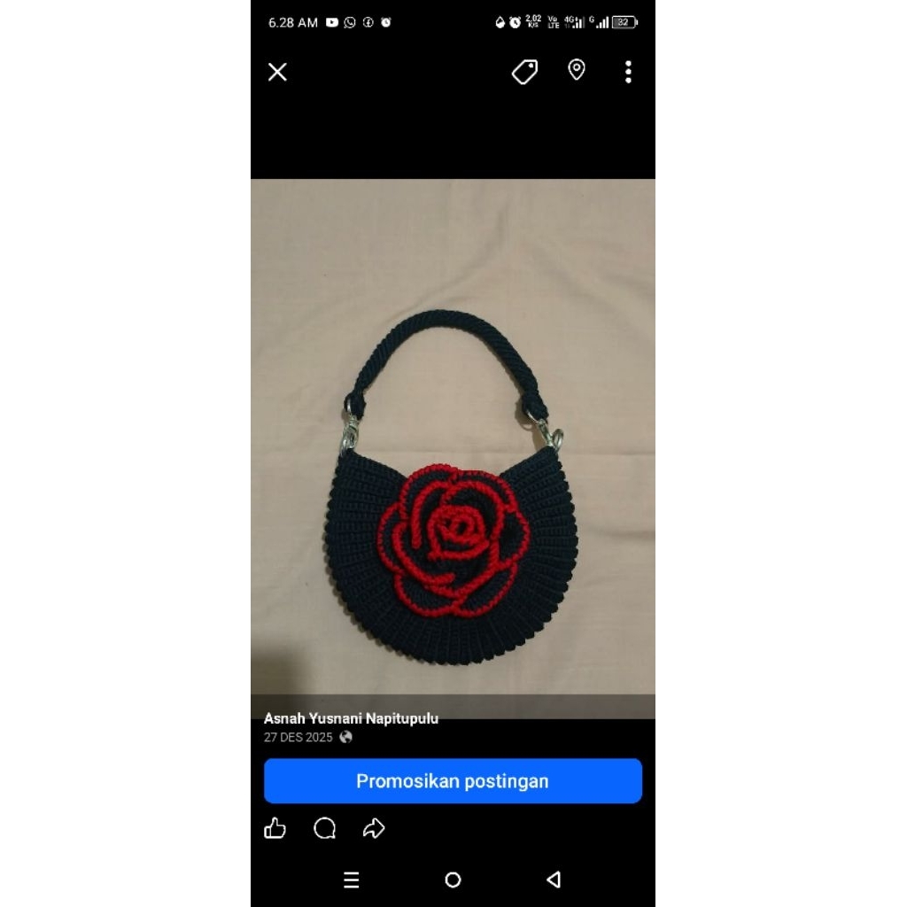 tas bundar bunga mawar