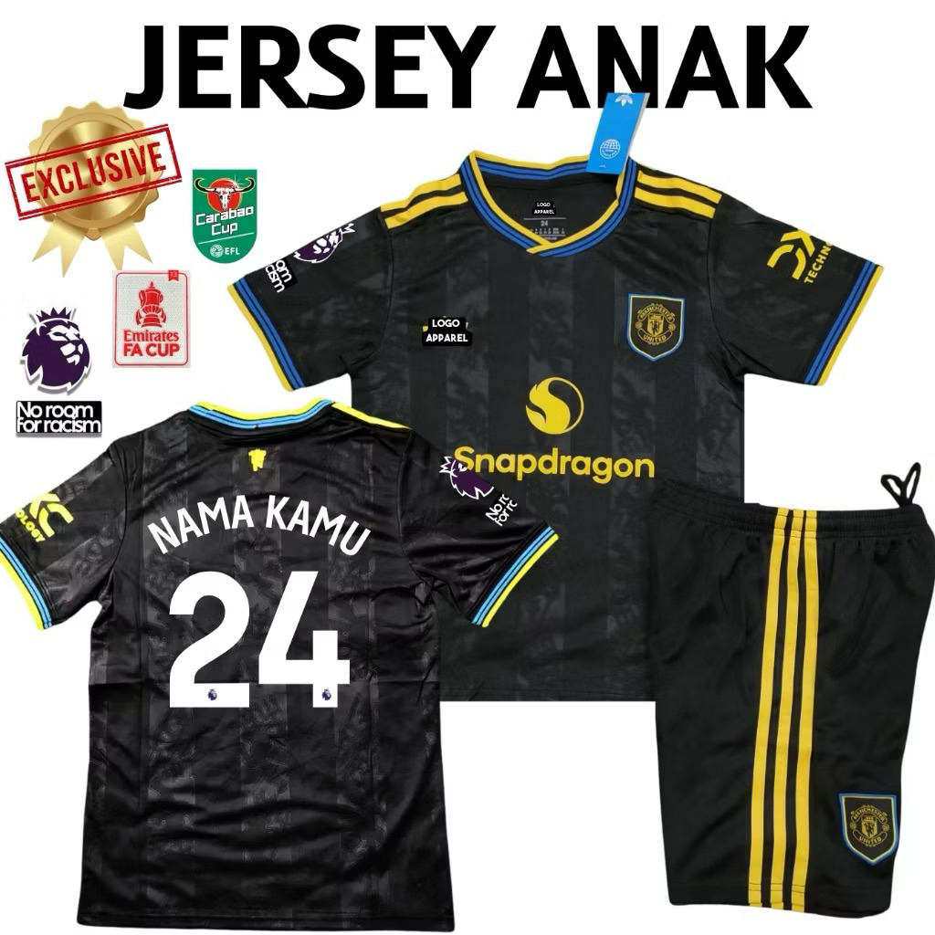 KIDS Jersey Manchester United Third 2025 2026 - Jersey Anak Man United 3RD Grade Original