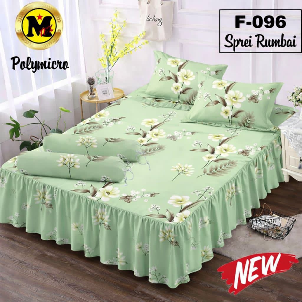 SPREI RUMBAI MEWAH TERLARIS BONUS SARUNG BANTAL DAN SARUNG GULING SEPRAI UKURAN 180X200 160X200 120X