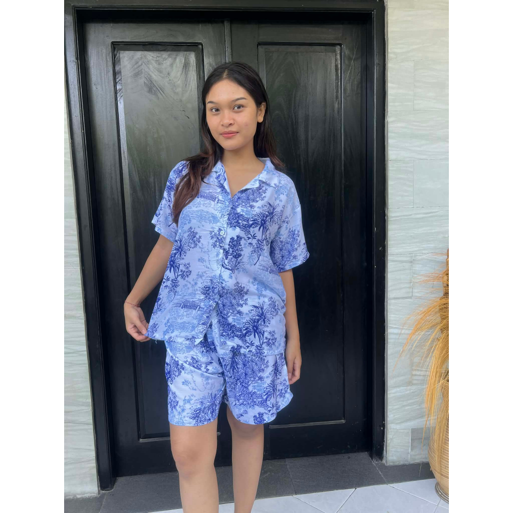 Oneset Baju Tidur Wanita Motif Vanesa 1 set pyama rayon Kualitas butik Harga Konveksi Lansgung