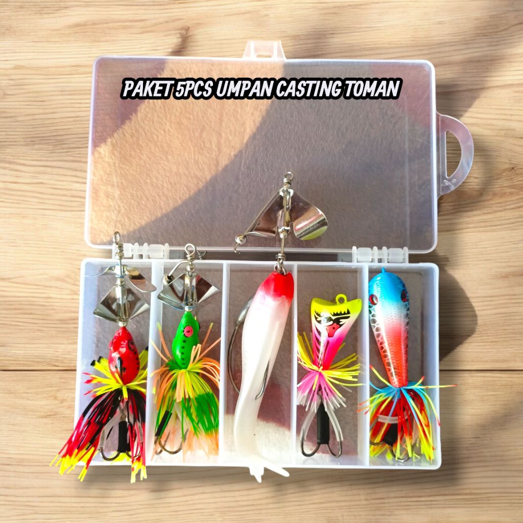 PAKET HEMAT 5PCS UMPAN CASTING+BOX UMPAN CASTING TOMAN BERISIK