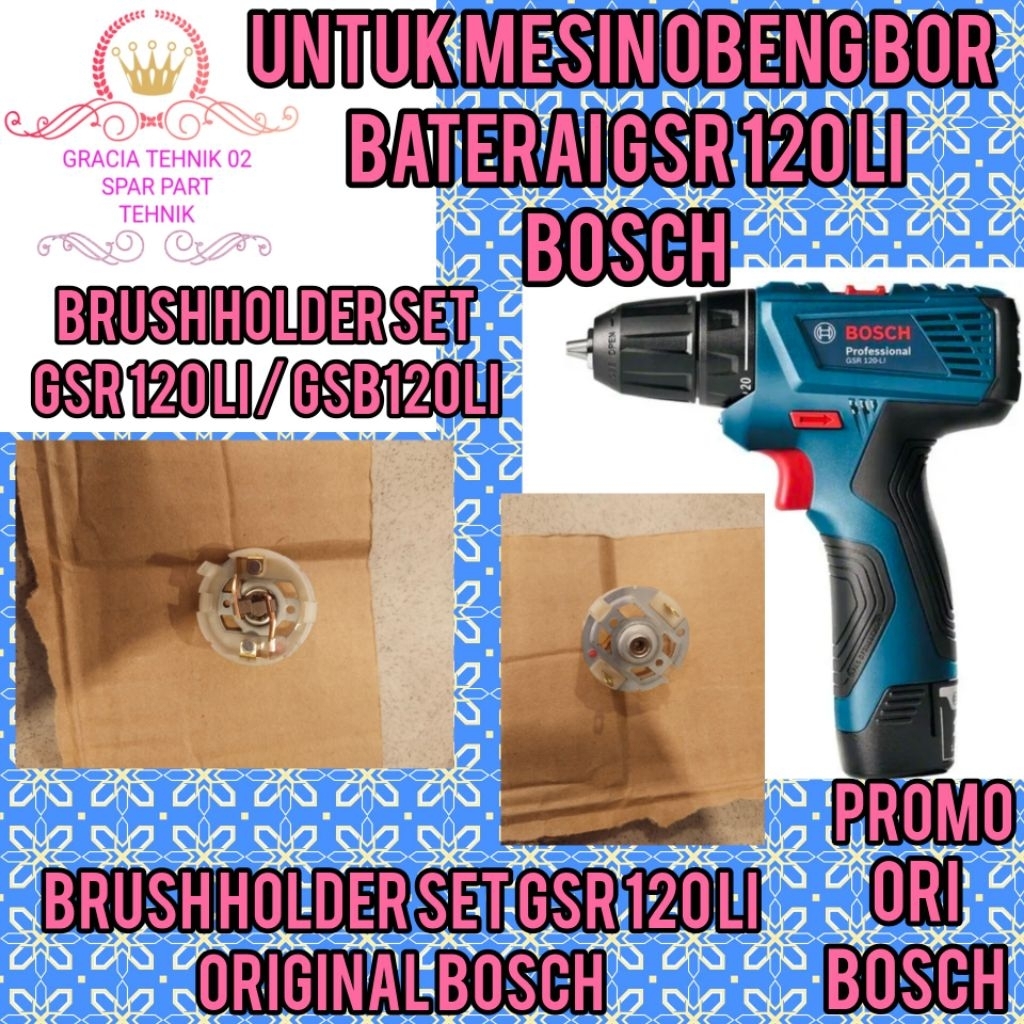 BRUSH HOLDER GSR 120LI / GSB120 LI BUAT MESIN BOR IMPACT GSR120 LI / GSB120LI CARBON BRUSH GSR120 LI