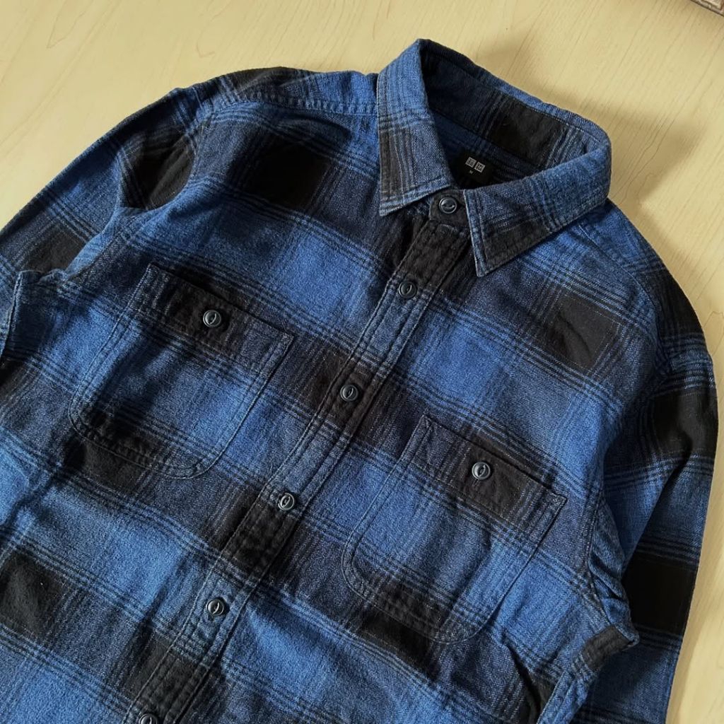Flannel veterano uniqlo black blue