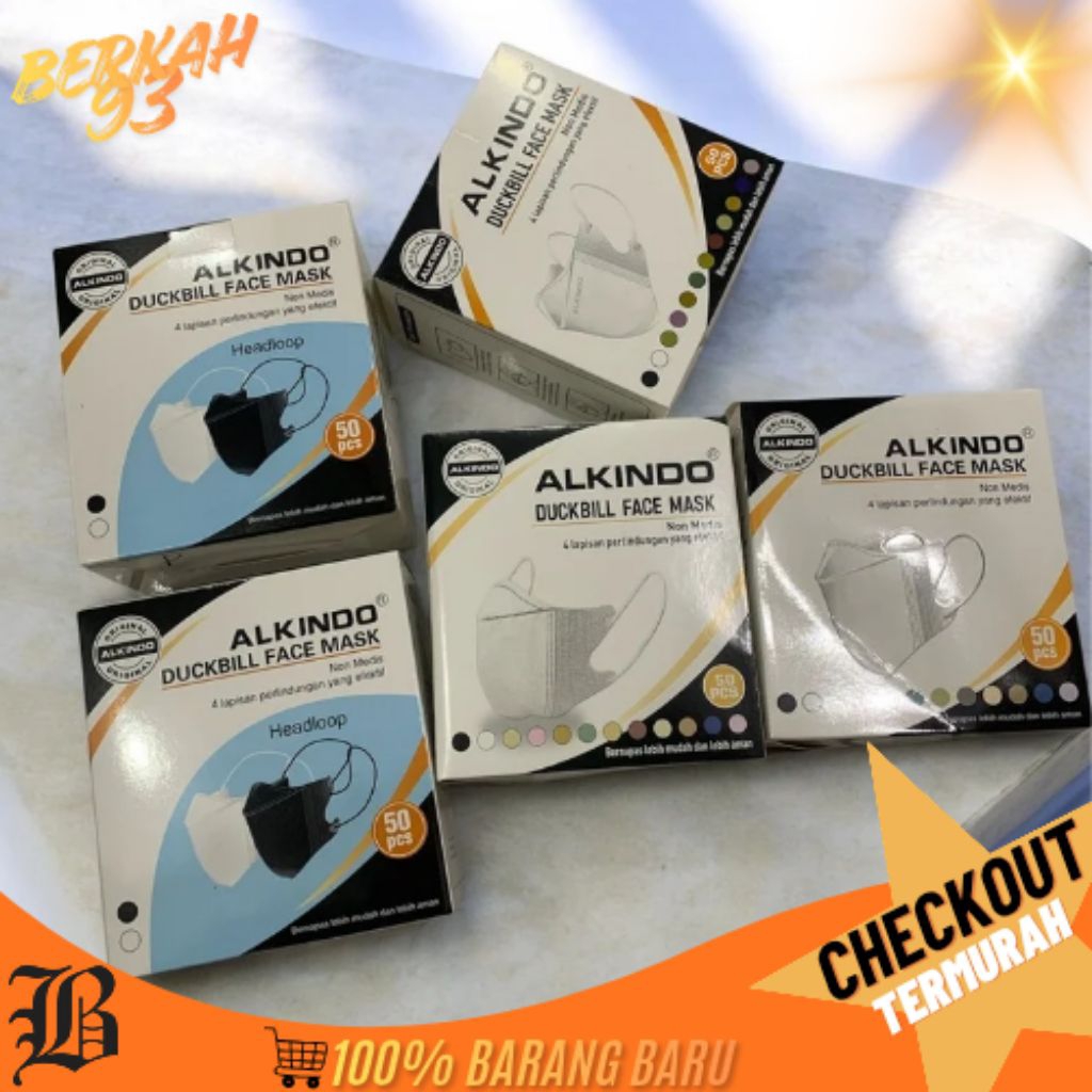 MASKER DUCKBILL ALKINDO MIX WARNA ISI 50 PCS/MASKER DUCKBILL ALKINDO/MASKER | HIJAB DUCKBILL