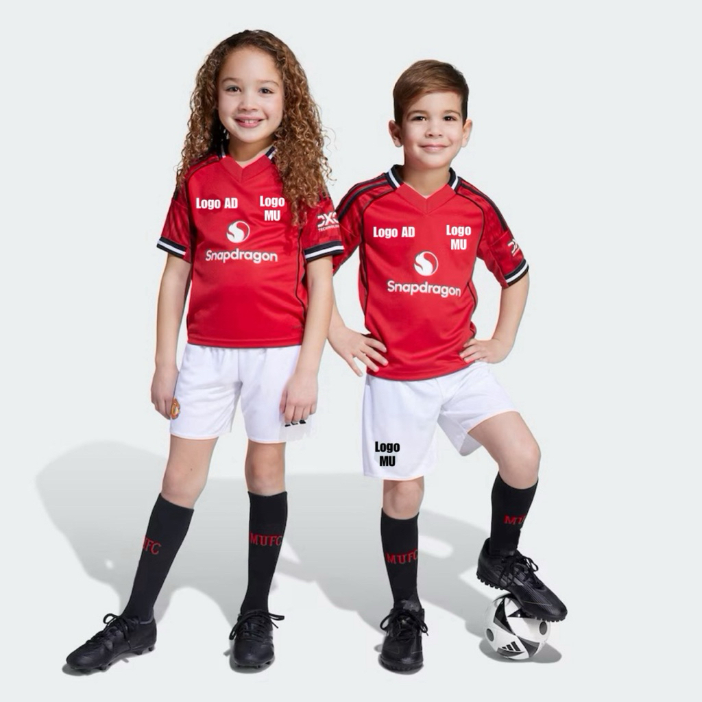 Jersey Kids Set GO Emyu musim 25/26 Klub Merah Liga Inggris Setelan Sepakbola Anak-anak Impor Klub M