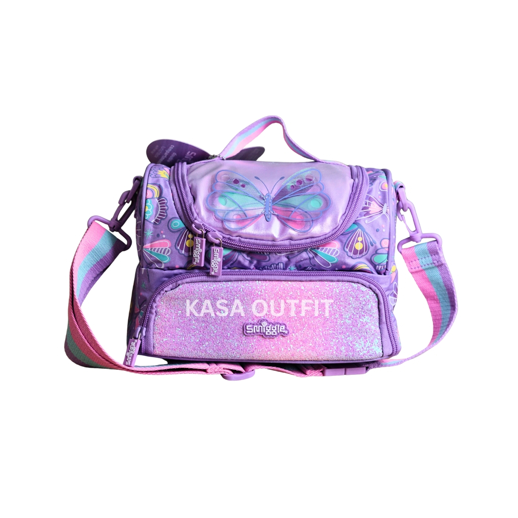Tas Smiggle Anak Perempuan Seri Butterfly lunchbox / Lunch Bag / Lunch Box / Trolley lunchbox Double