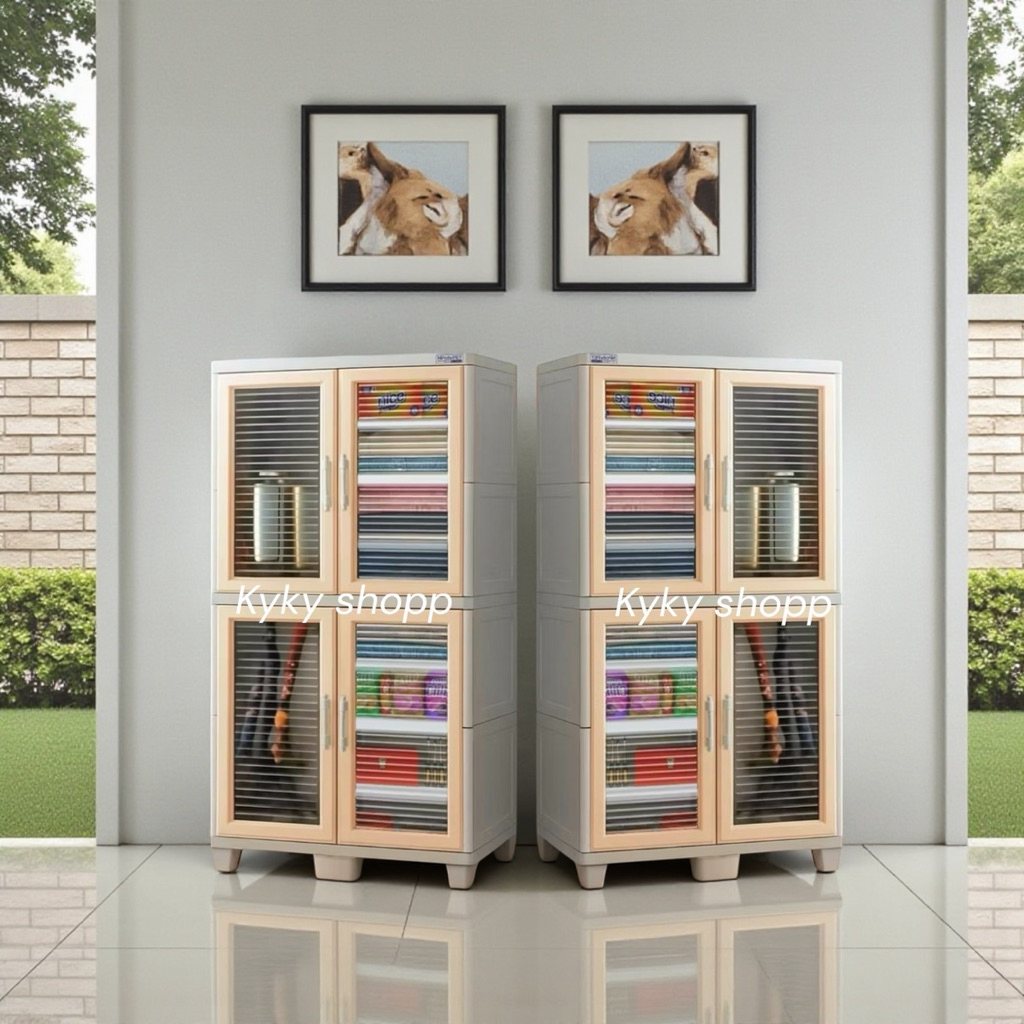 lemari plastik NPollypet NPP 2404 lemari multifungsi rak buku rak sepatu bufet rak tv