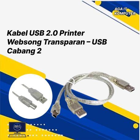 Kabel USB 2.0 Printer Websong Transparan – USB Cabang 2