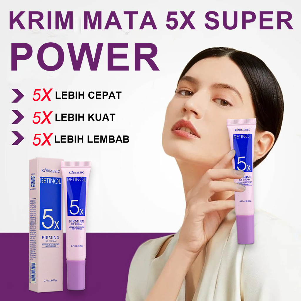 ​​Krim Mata Anti Kerut 5xKrim mata anti-penuaan dengan Retinol 5x, membantu mencerahkan kulit, menge