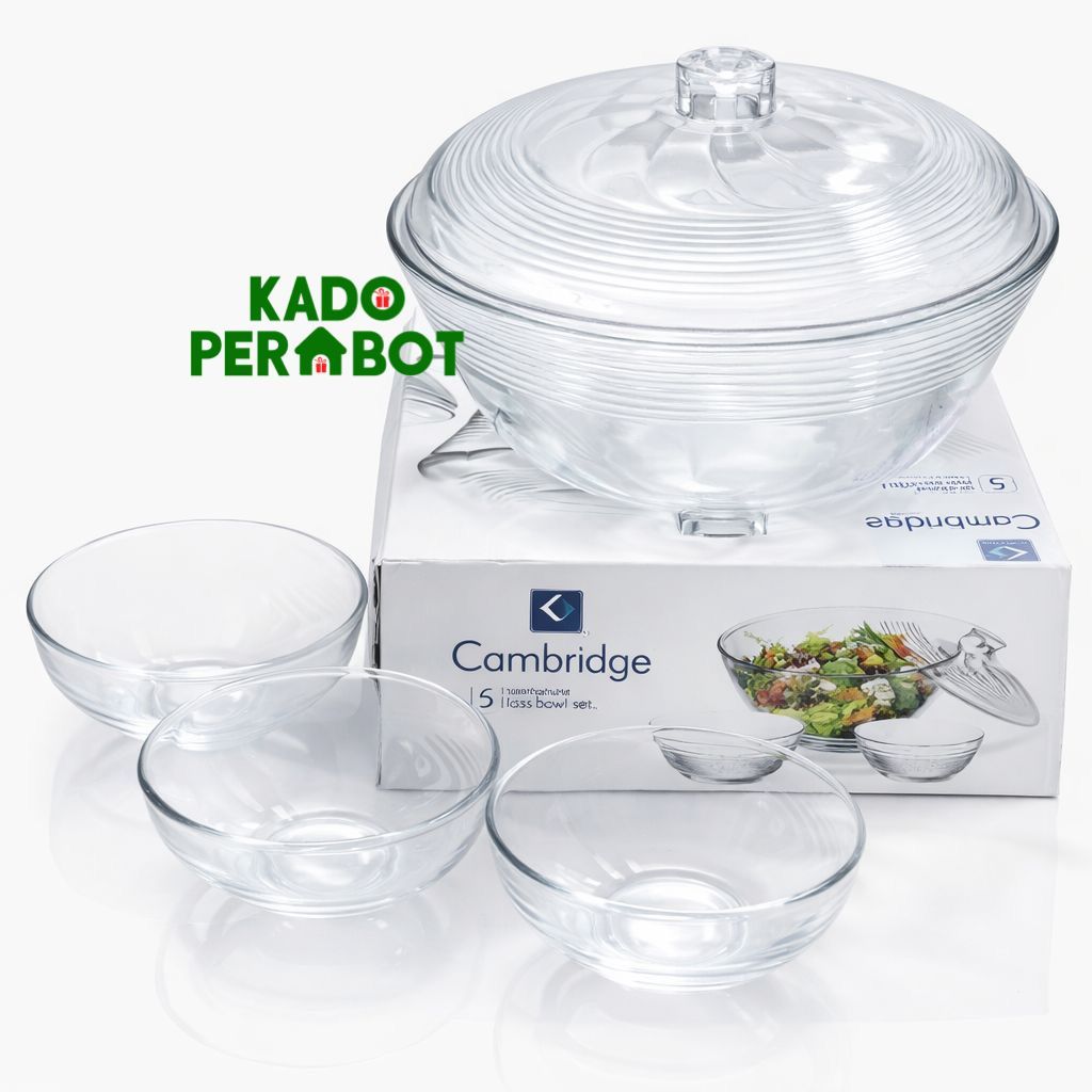 (KHUSUS INSTANT/SAMEDAY)Mangkok +Tutup Kaca Salad Bowl Set Jumbo-Mangkok Salad 1 Set-Mangkok Kaca Tu