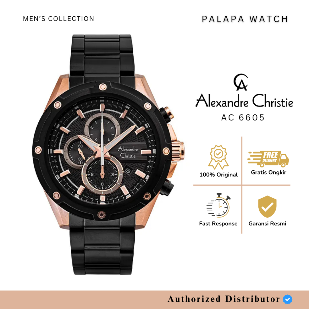 Jam Tangan Pria Alexandre Christie AC 6605 / AC6605 Rantai Original