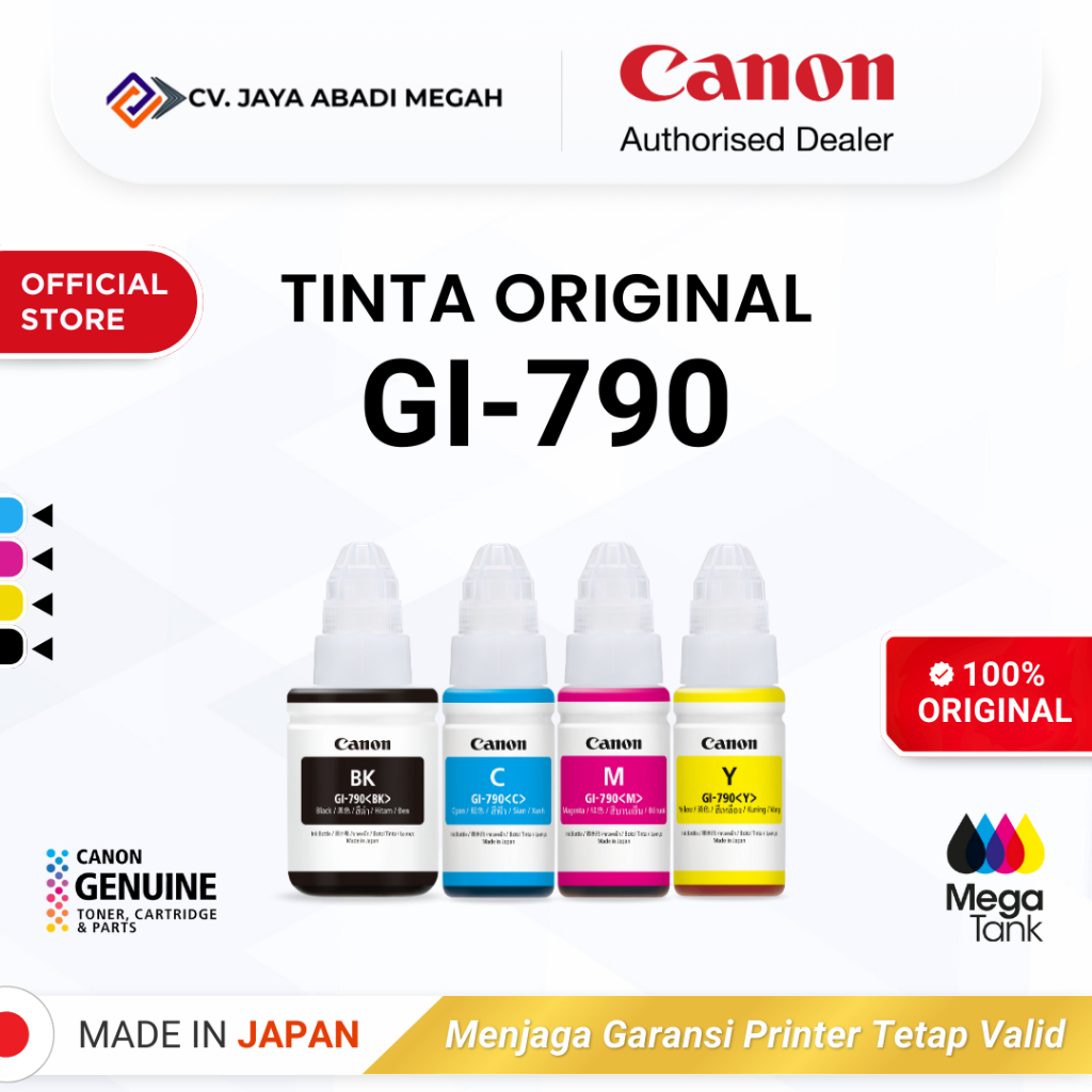100% ORIGINAL Tinta Canon GI 790 CMYK - Printer G1010 G2010 G3010 G4010