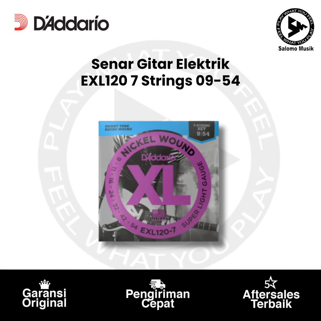 Senar Gitar Elektrik D'addario EXL120 7 Strings 09-54 Original