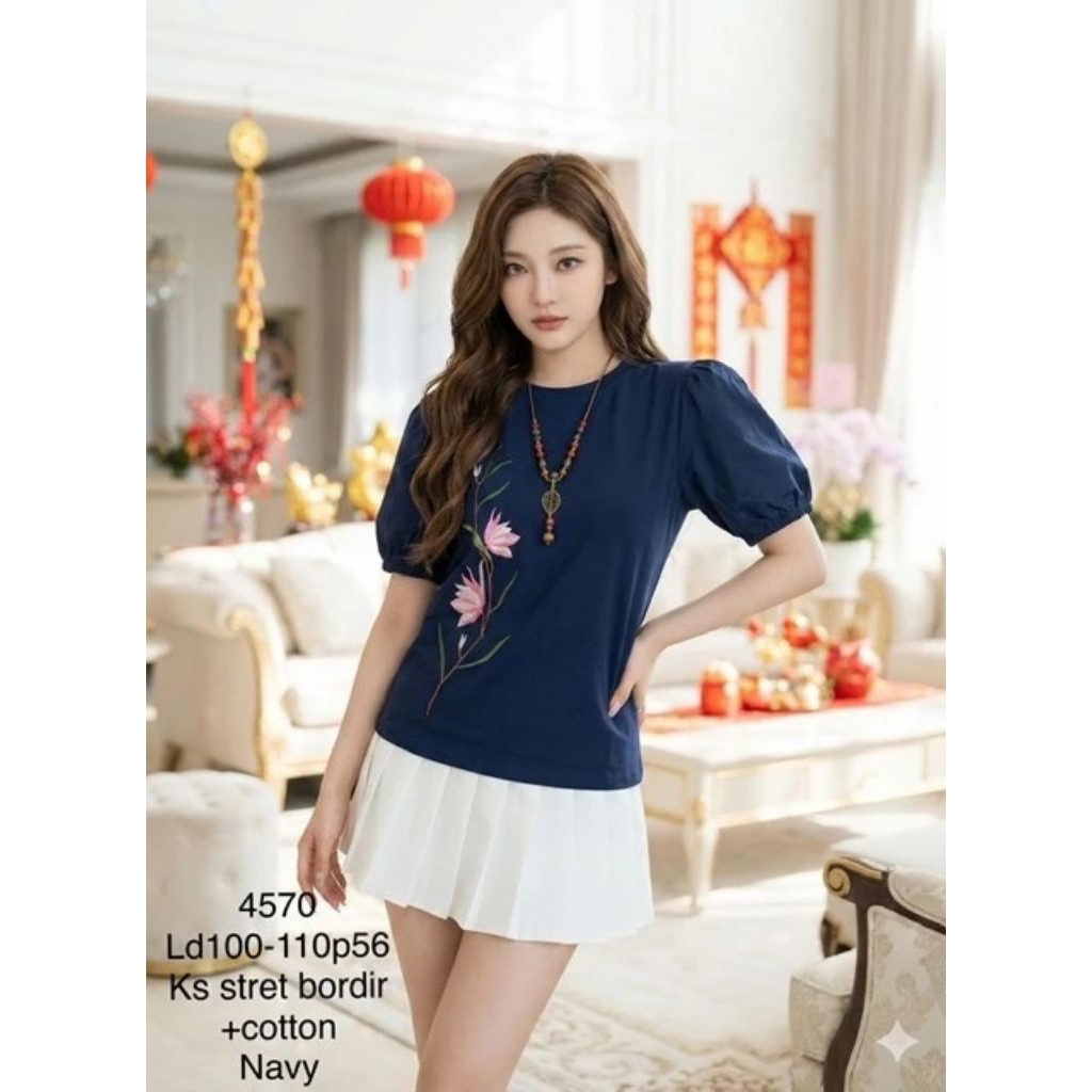 JL 4570 Kaos katun bordir