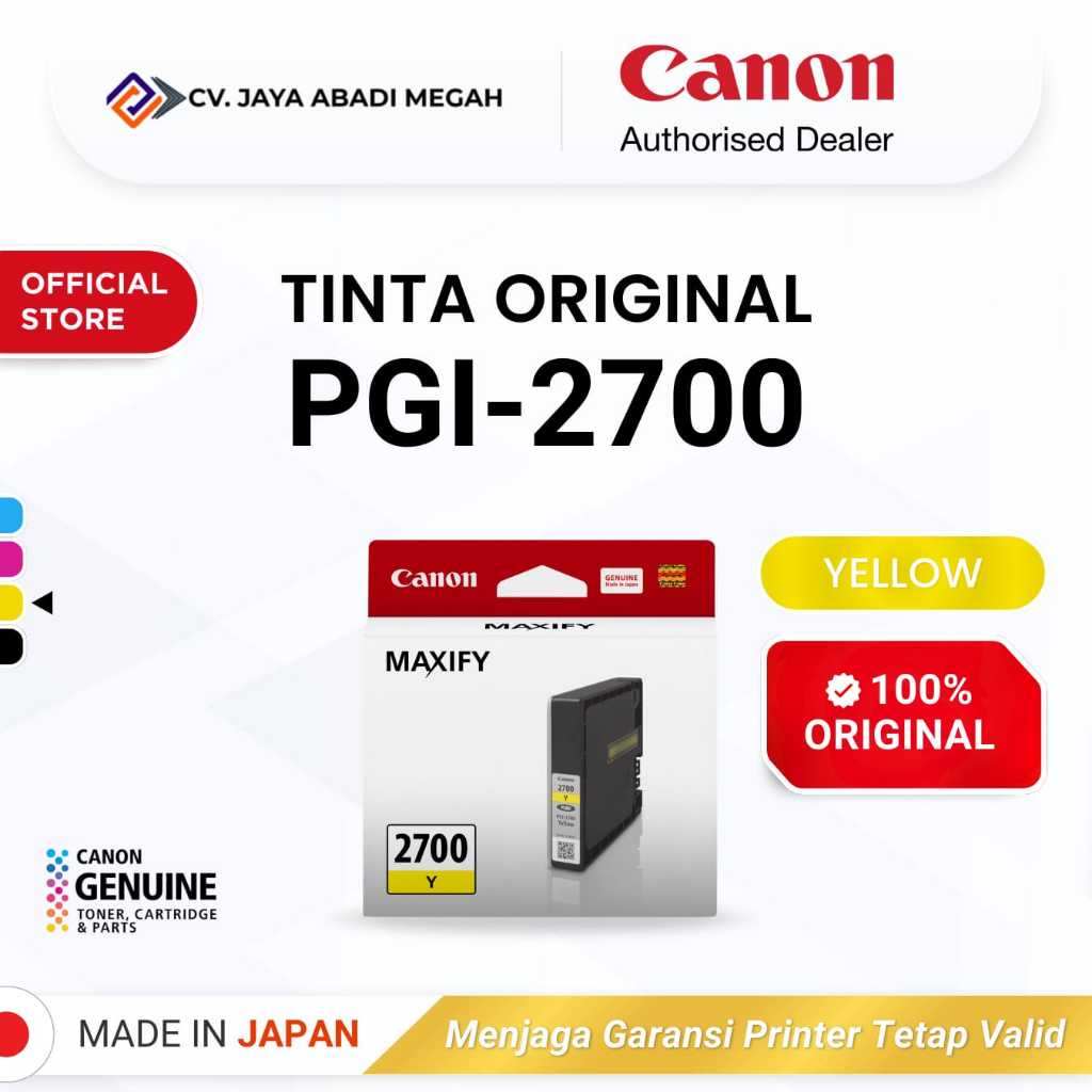 Canon PGI 2700 Yellow Tinta Original - Tinta Canon MAXIFY iB4170 MB5170 MB5470 - Tinta Cartridge Kat