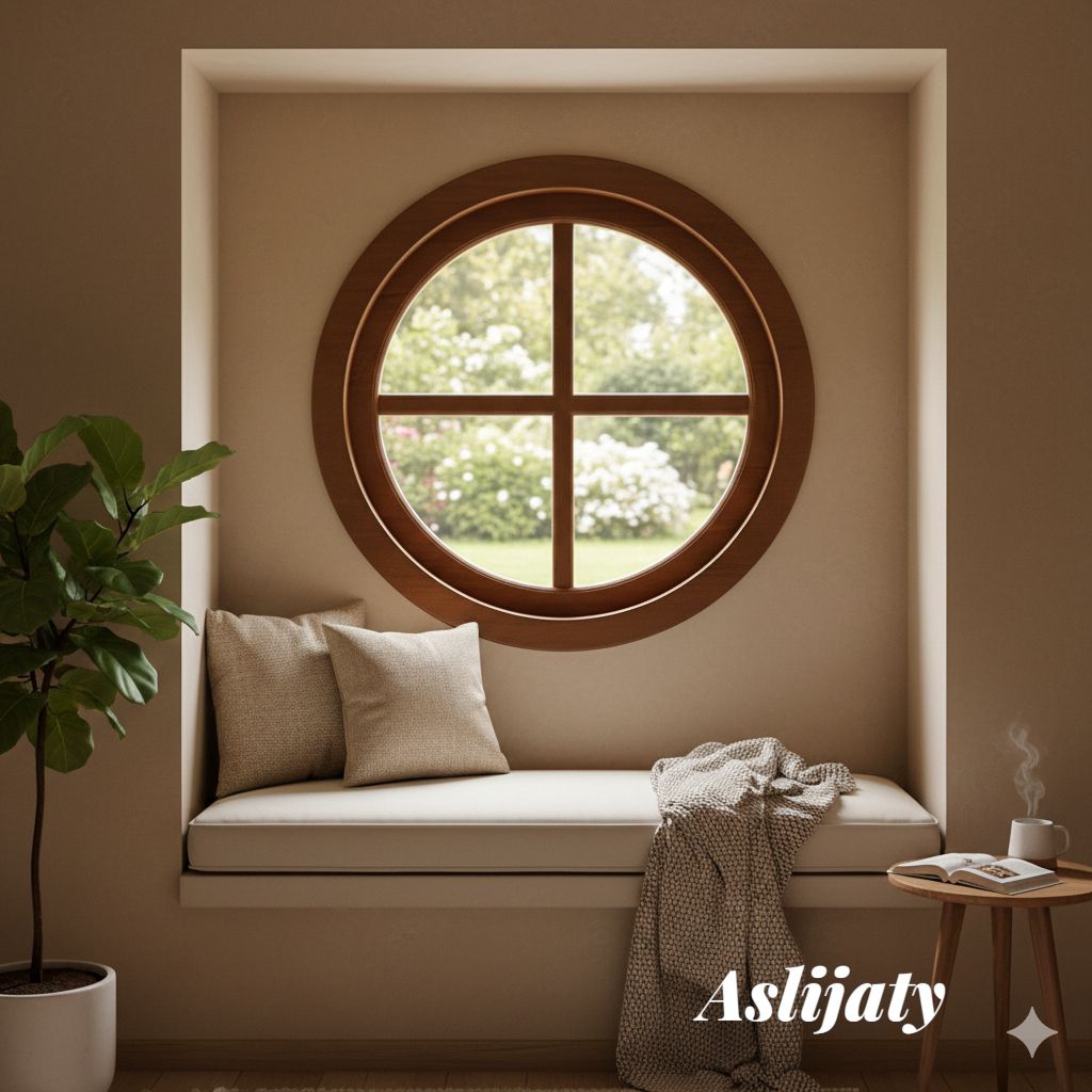 KS2_120 cm kusen jendela bulat putar kayu jati