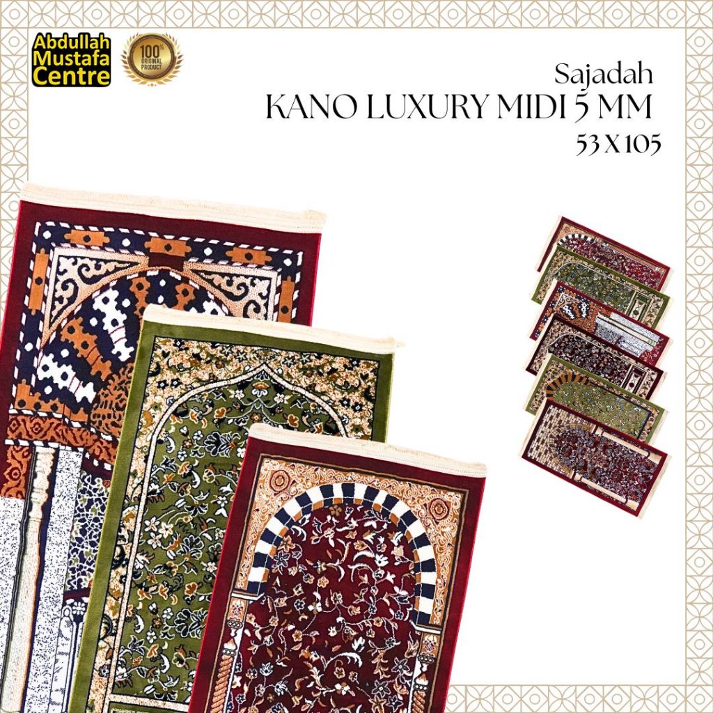 Sajadah Kano Luxury Midi 53 x 105/Sajadah Tebal Lembut/Sajadah Turkey/Sajadah Sedang