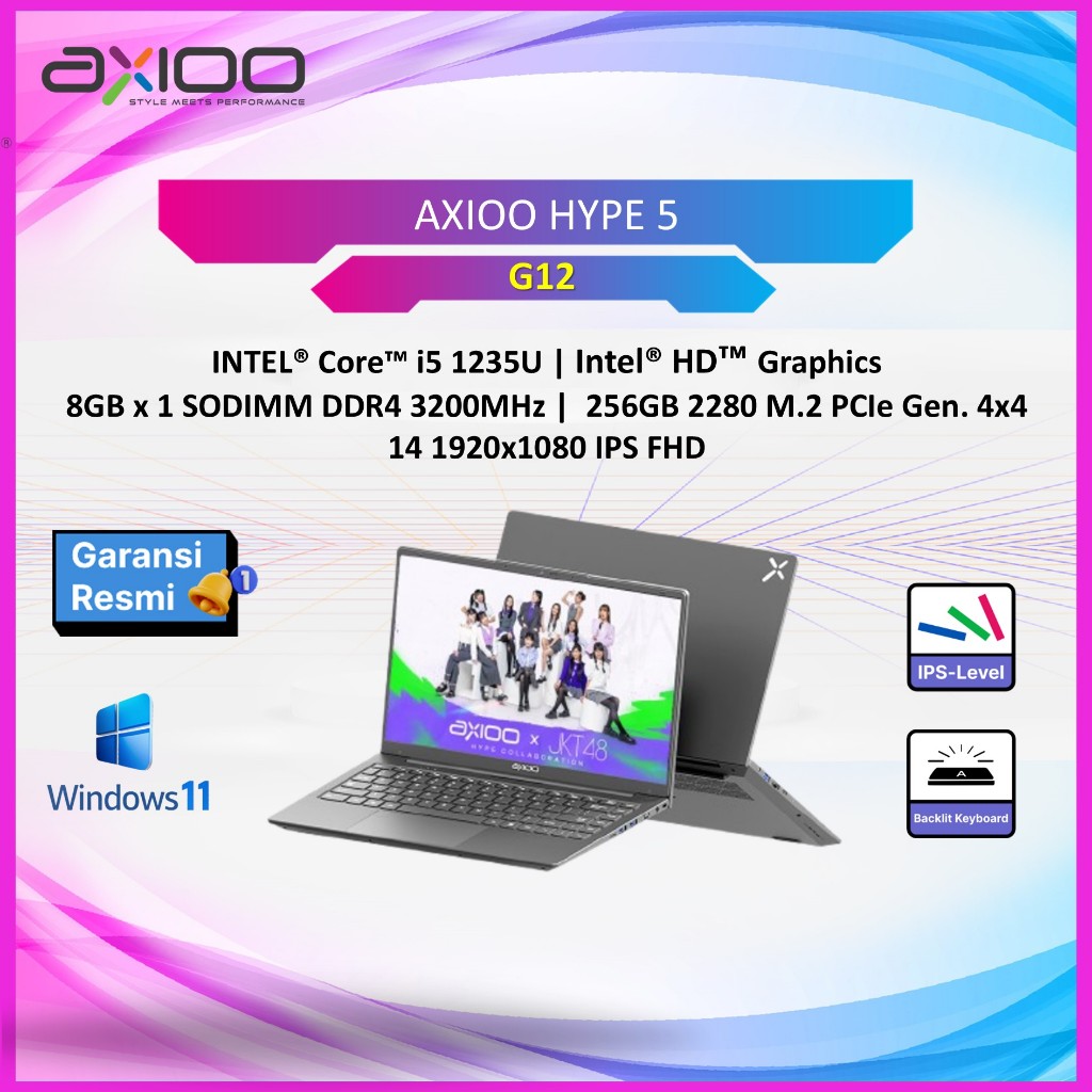 LAPTOP AXIOO HYPE 5 G12 I5 1235 8GB 256GB 14.0FHD