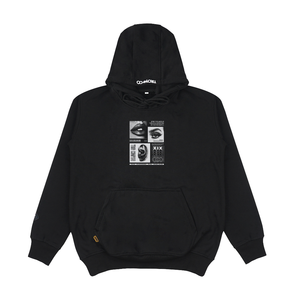 Troy Company Hoodie Black Controlled Perception - Jaket Hitam Hoodie Hitam KHD 282
