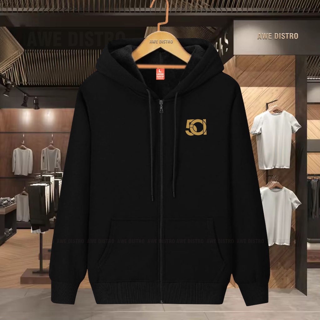 Jaket Zipper Distro Motif SOI Gold Jaket Kupluk Tebal Premium Quality Hoodie Dewasa Pria & Wanita
