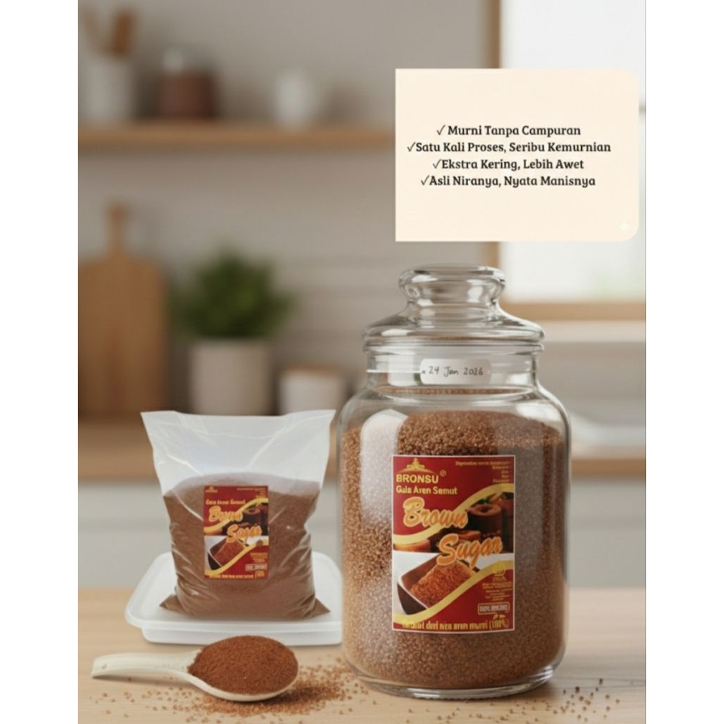 Gula Aren 1 kg, 100% Organik Murni, Gula Aren asli, Gula Aren bubuk, Gula Nira Aren asli, Gula Aren 