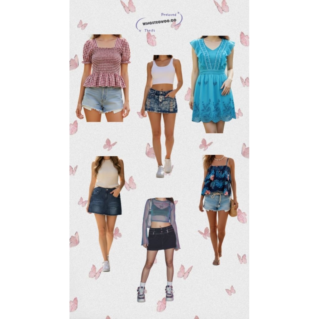 Plaid Shirt Skirt Jeans Skort Jeans Summer Top Emo Grunge Goth y2k ( + Biaya adm )