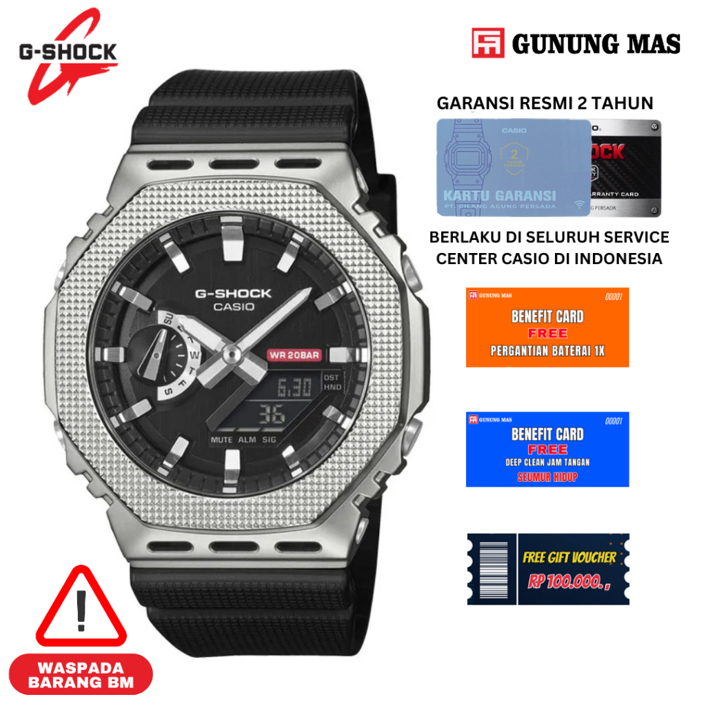 Casio G-Shock GM-2100M-1AJF CasiOak Modern Industrial Digital Analog Dial Black Resin 100% Original