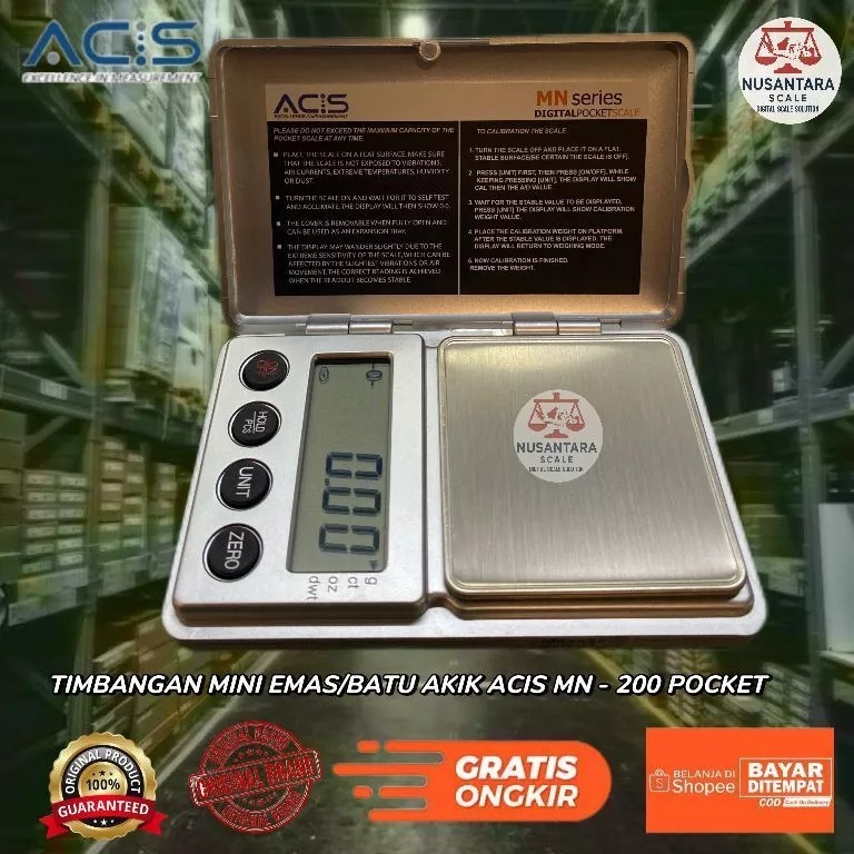 Timbangan Digital Mini Emas Batu akik, ACIS / MN-200 Pocket Scale - Putih