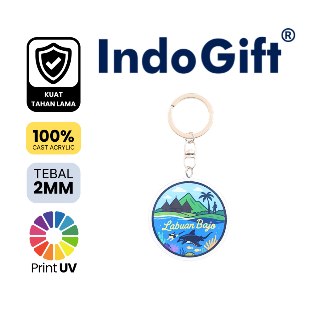 IndoGift Gantungan Kunci Akrilik Diving Tipe 13 Souvenir Oleh Oleh Labuan Bajo